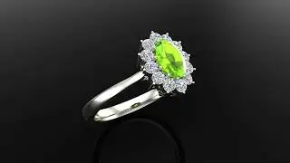 August Birthstone Peridot Oval 14K Gold Diamond Ring 0.80 ct tw