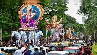 3 किलोमीटर लंबी गणेशजी की शोभायात्रा में पांव रखने तक की जगह नहीं थी