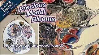 Precious Medal Blooms | Metallic blooms on a large wood round