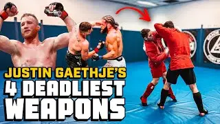 Justin Gaethje&rsquo;s Deadliest Weapons | 4 Fight Sequences - Low Kicks, Superman, and Uppercut KO