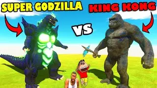 SUPER GODZILLA vs KING KONG BATTLE OF GIANTS in ANIMAL REVOLT BATTLE SIMULATOR | SHINCHAN and CHOP