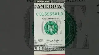 Fancy $1 Bill Serial Numbers  01555501 Bookend Note