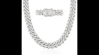 14MM Iced Out Diamond Cuban Link Chain, Miami Cuban Necklace,Bling Bling Chain