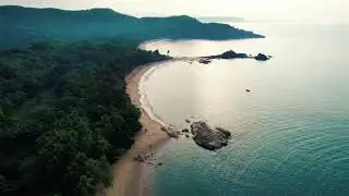OM Beach Gokarna #ombeach #drone #gokarna #gokarnatrip #gokarnabeach #droneview #arialview #ocean