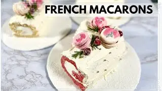 Easy French Macaron Recipe for Beginners | How to make Macaron for Christmas | Christmas Yule Log