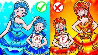 [💗 PAPER DOLLS 💗] Rich vs Poor Fire vs Frozen Elsa Makeup and Dress Design in Prom | Rapunzel Family