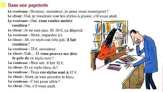 Dialogue en  fran&ccedil;ais : Demander le prix dans une papeterie