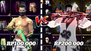 REVIEW AKUN FF HARGA 100.000 VS 200.000!! ADA BUNDLE ITACHI🔥🔥