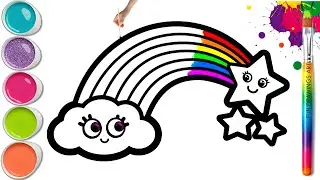 Рисунок радуги и звезд 🌈 🌟 Простой пошаговый урок рисования и раскрашивания