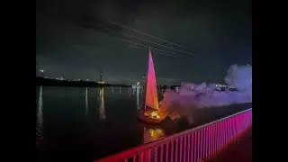Jacksonville Fire Rescue Department  responds to a boat fire from boat mast hitting power lines