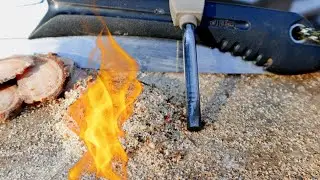 NUR mit Säge & Feuerstahl im Winter Feuer machen!