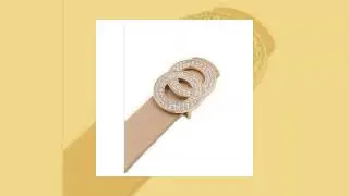 Rhinestone Metal Ring Buckle Belt