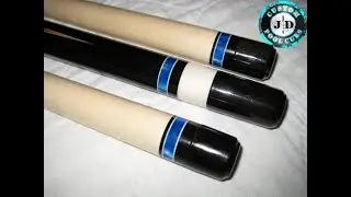 JD Custom Cues - 2012 Ebony, Amboyna Burl & Mother of Pearl With Blue Acrylic Bands