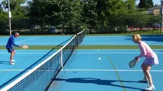 Pickleball Topspin Backhand Cross Court Dink Practice (right and left views), Ann Carney with Toui