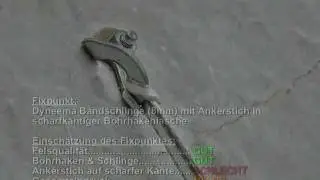 Dyneema Bandschlinge - Ankerstich in scharfkantiger Bohrhakenlasche