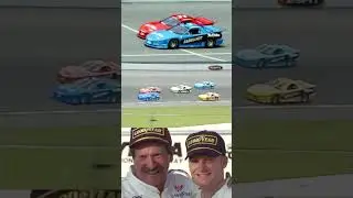The epic finish between father and son in the 1999 #IROC race at Michigan! #NASCAR #DaleJr
