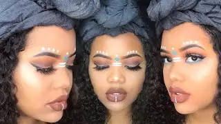 Black Panther Inspired Makeup Tutorial 💙 WAKANDA FOREVER ✊🏽