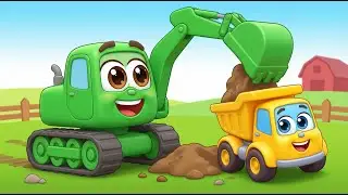 Mini Excavator Digs a Fish Pond with a Tiny Dump Truck Team Up