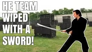 He Team Wiped With A Sword?!? (Paintball Game play)