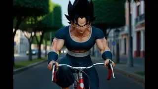 Vegeta en bicicleta anime iper realista #anime #bicicleta #fitness #deportes 