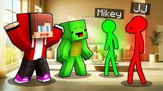JJ and Mikey Met Their STICKMAN Clones - Minecraft Maizen