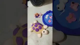 Cute tortoise near pond from clay #trending #art #shortsfeed