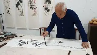 传统花鸟画家曹晓光老师创作中
