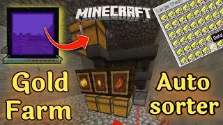 i built auto sorter for my gold farm, easy gold farm in minecraft pe 1.18 [gold farm]