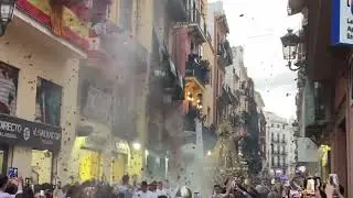 Procesi&oacute;n de la Virgen de los Desamparados 2022: lluvia de flores en la calle Bolser&iacute;a de Valencia