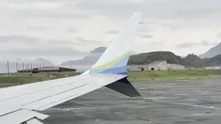 Alaska Airlines 737MAX8 lands and takes off on Adak island, Aleutian Islands, Alaska