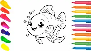 Fish Coloring Video for Kids 🐟| Cute Fish Coloring Page | Coloring Video for Kids