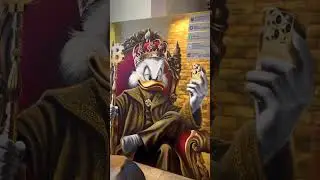 Dog and Duck.            Mi TikTok: alexandergerasimov777    #donaldduck #artgold #art #coppercanvas