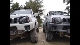 Some crazy Jimny and Monster Truck on the hard off road. Extreme 4x4. הר חורשן