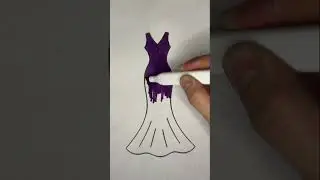 Beautiful Purple Dress Drawing ✨ | Easy Fashion Sketch | Step by Step #coloring #art #satisfying