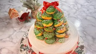 Christmas Tree Croquembouche | Cream Puff Tower | Profiteroles 