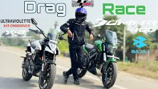 Ultraviolette X-47 V/S DOMINAR 400🚀 |Drag Race &Till Top End || #ultraviolette #dominar400 #dragrace