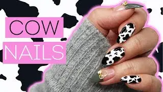 Cow Print Nail Art 🐮