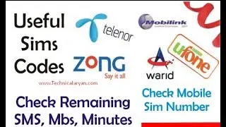 All network useful Sim's codes (telenor Jazz Warid Zong Ufone)