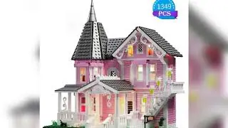 #1349 PCS Coralines Building Block Set Pink Palace Model Apartment Ideas Movie Architecture Toy for