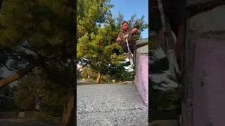 Fly out frontside smith grind on a ledge.