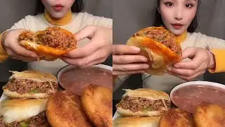 Delicious Homemade Chinese Burger Eating Mukbang ASMR Eating Sound 🍰