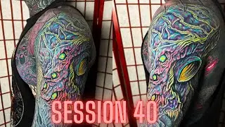 Session 40 color on black sleeve, laser removal, and the future of cover up tattoos. #tattoo #ink