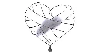 How To Drawn A Love Broken Heart With Bandage | 💔 Heart Sketch | DorBani Drawing Academy