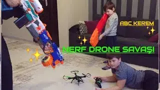 DRONE vs NERF,Nerflerimizle Efe'nin drone'unu düşürmeye çalıştık,ABC KEREM