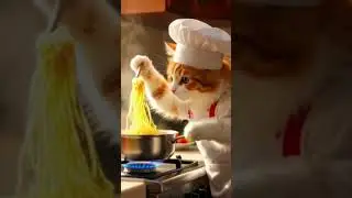 CookingCat #ChefCat #CatInKitchen #WhimsicalCooking #CatArt #FelineChef #CuteCatCooking #CatLovers