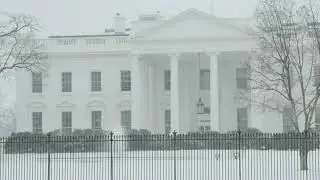 closeup of white house in snow