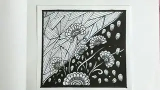 Nature Zentangle : flowering garden tangle.