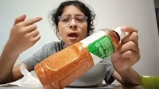 Eating watermelon and lemon and tajin 