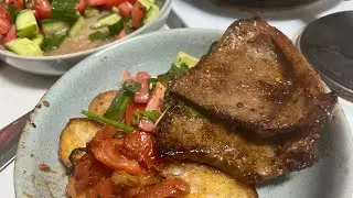Cooking up a little snack. Delicious steak , fried bread + Saladddddd. 10/10 
