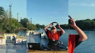 energetic dj set on the spree berlin